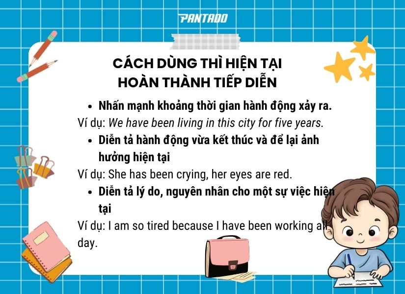 Cách dùng thì hiện tại hoàn thành tiếp diễn